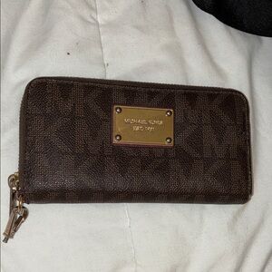 Michael Kors Dark Brown Wallet with Gold Accents